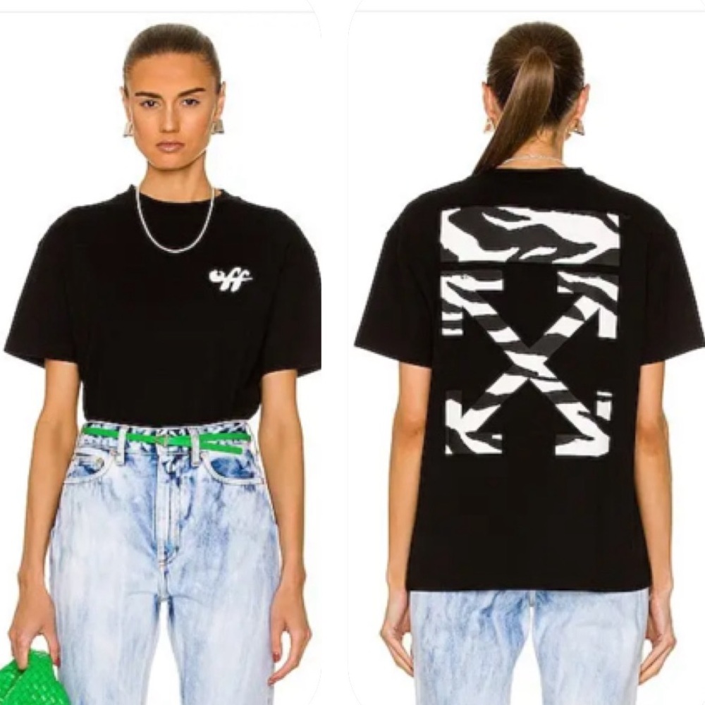 Off White Zebra Arrow Graphic Tee